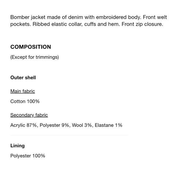 Zara Sequin Bomber Jacket Full Zip Black Denim - Picture 16 of 16